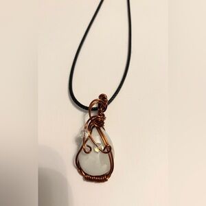 Elegant Copper Wire Wrapped Gemstone Pendant Necklace